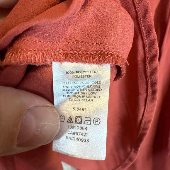 Loft PLUS Size 22 Coral Pintuck Pleated Peasant Blouse Top Popover Button Down - Picture 7 of 10